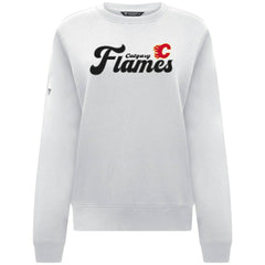 Calgary Flames Levelwear Women's Yvette Big Script Tri-Blend Sweatshirt White