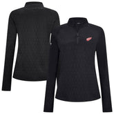 Detroit Red Wings Levelwear Women's Spike Raglan Quarter-Zip Top Black