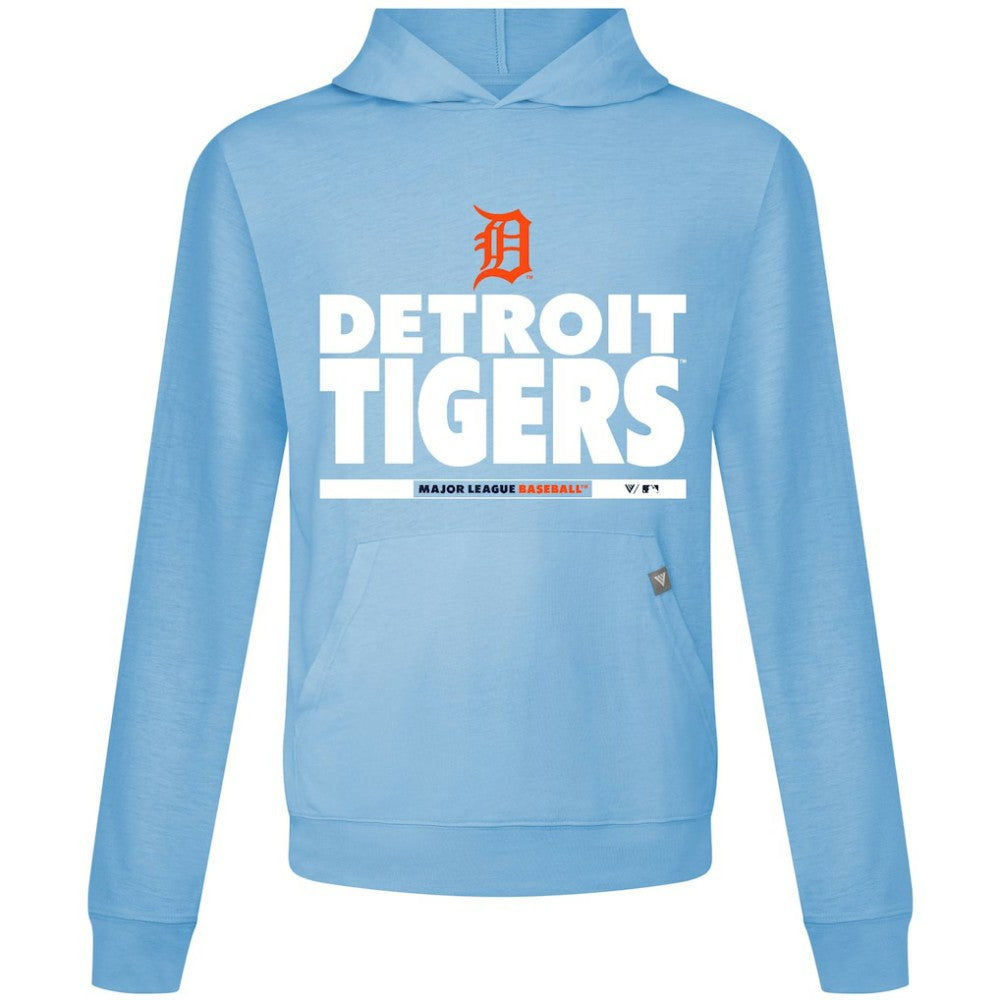 Detroit Tigers Levelwear Relay Center Stage Long Sleeve Hooded T-Shirt Light Blue