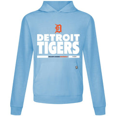 Detroit Tigers Levelwear Relay Center Stage Long Sleeve Hooded T-Shirt Light Blue