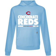 Cincinnati Reds Levelwear Relay Center Stage Long Sleeve Hooded T-Shirt Light Blue