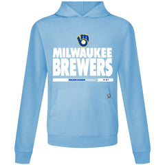 Milwaukee Brewers Levelwear Relay Center Stage Long Sleeve Hooded T-Shirt Light Blue