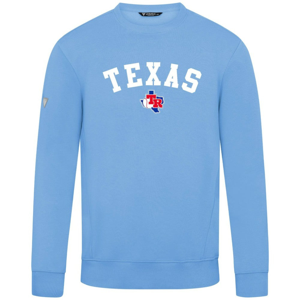 Texas Rangers Levelwear Zane Felt Arch Pullover Sweatshirt Light Blue