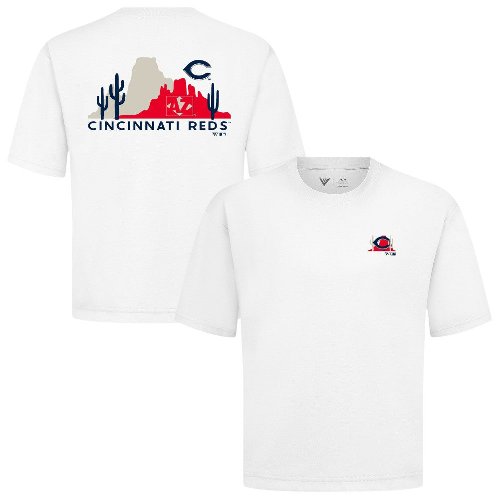 Cincinnati Reds Levelwear Panoramic Luxe Signature Knit T-Shirt White