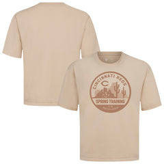 Cincinnati Reds Levelwear Spring Training Badge Luxe Signature Knit T-Shirt Khaki