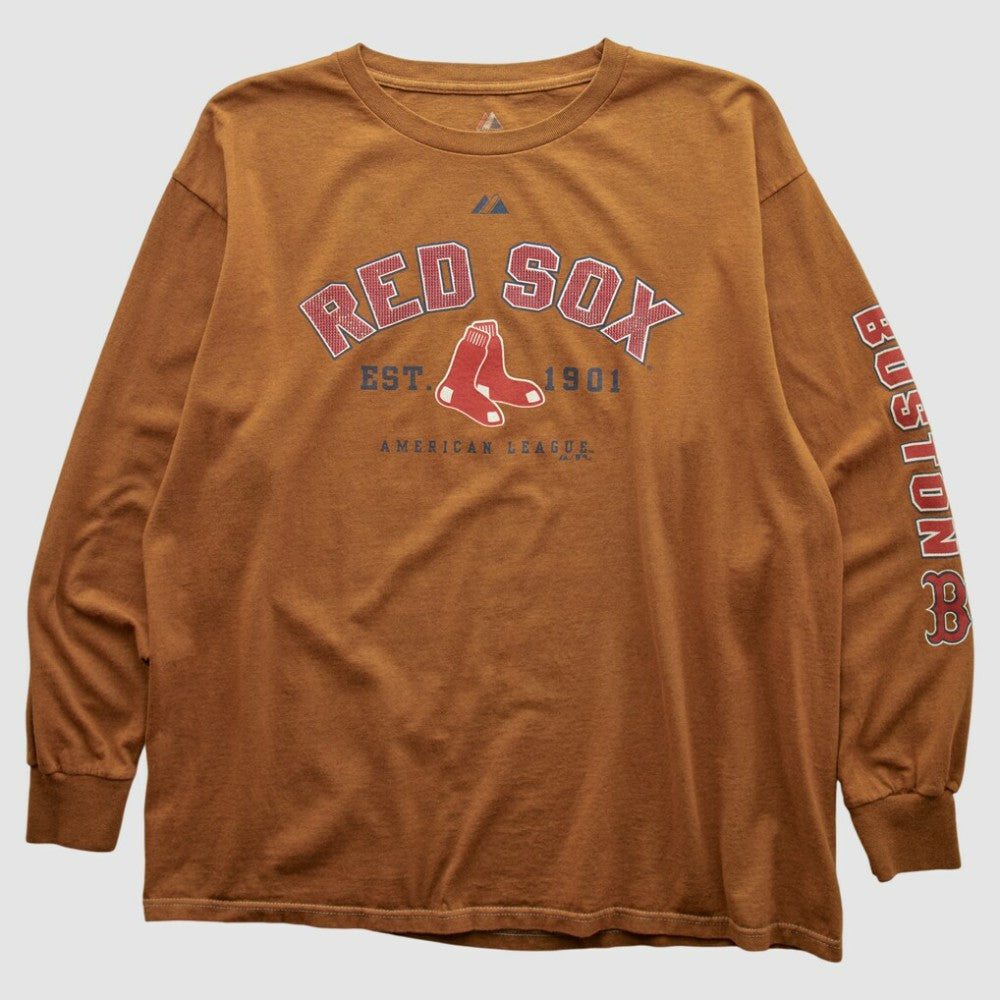 Boston Red Sox Majestic 2000s Long Sleeve T-shirt Brown Vintage