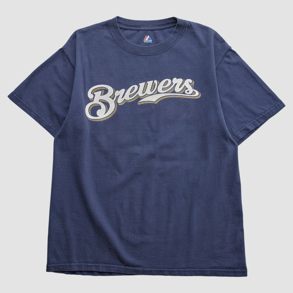 Milwaukee Brewers Majestic 2000s T-shirt Navy Vintage