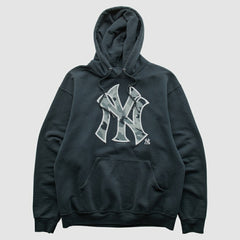 New York Yankees Genuine Merchandise 2010s Hooded Pullover Sweatshirt Black Vintage