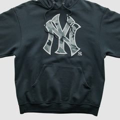 New York Yankees Genuine Merchandise 2010s Hooded Pullover Sweatshirt Black Vintage