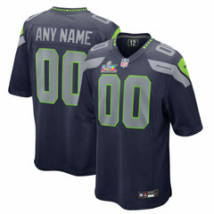 Seattle Seahawks Super Bowl LX Patch Custom Game Jersey - College Navy