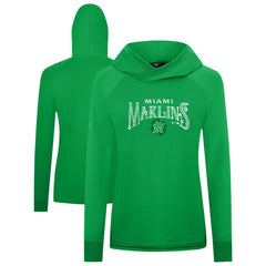 Miami Marlins Levelwear Women's St. Patrick's Day Slender Raglan Hoodie Green