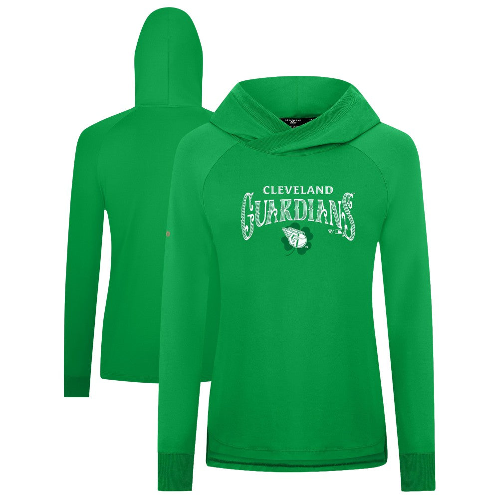 Cleveland Guardians Levelwear Women's St. Patrick's Day Slender Raglan Hoodie Green