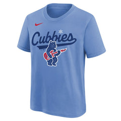 Chicago Cubs Youth Electric Bear Alternate T-Shirt Light Blue | Nike