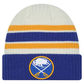 Buffalo Sabres New Era Vintage Cuffed Knit Hat Cream/Royal