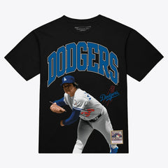 Fernando Valenzuela Los Angeles Dodgers Photo Arch Player Graphic T-Shirt Black | Mitchell & Ness