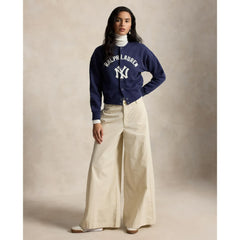 Yankees Polo Ralph Lauren Women's Seasonal Knit Full-Snap Cardigan Navy