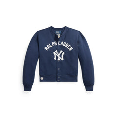 Yankees Polo Ralph Lauren Women's Seasonal Knit Full-Snap Cardigan Navy