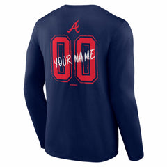 Atlanta Braves Hustle Personalized Name & Number Long Sleeve T-Shirt Navy