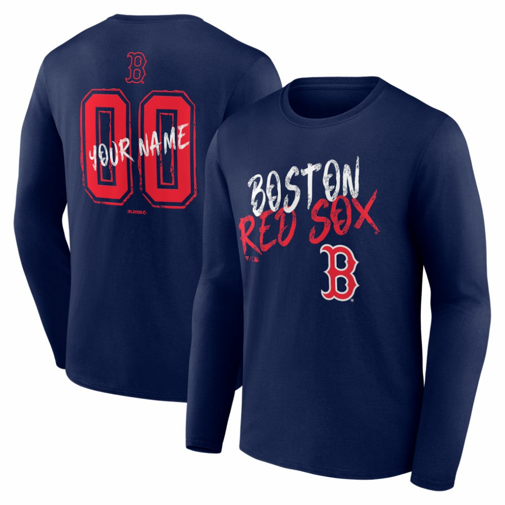 Boston Red Sox Hustle Personalized Name & Number Long Sleeve T-Shirt Navy