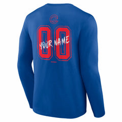 Chicago Cubs Hustle Personalized Name & Number Long Sleeve T-Shirt Royal