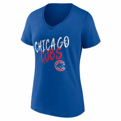 Chicago Cubs Women's Hustle Personalized Name & Number V-Neck T-Shirt Royal