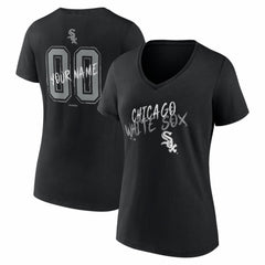 Chicago White Sox Women's Hustle Personalized Name & Number V-Neck T-Shirt Black