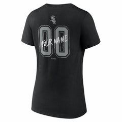 Chicago White Sox Women's Hustle Personalized Name & Number V-Neck T-Shirt Black