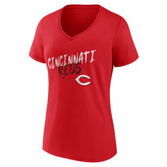 Cincinnati Reds Women's Hustle Personalized Name & Number V-Neck T-Shirt Red