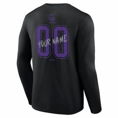 Colorado Rockies Hustle Personalized Name & Number Long Sleeve T-Shirt Black