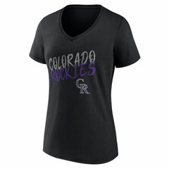 Colorado Rockies Women's Hustle Personalized Name & Number V-Neck T-Shirt Black