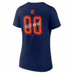 Detroit Tigers Women's Hustle Personalized Name & Number V-Neck T-Shirt Navy
