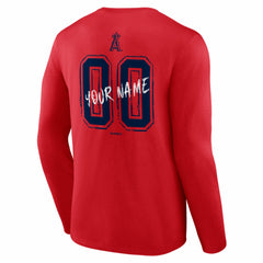 Los Angeles Angels Hustle Personalized Name & Number Long Sleeve T-Shirt Red