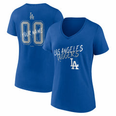 Los Angeles Dodgers Women's Hustle Personalized Name & Number V-Neck T-Shirt Royal