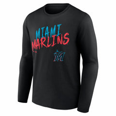 Miami Marlins Hustle Personalized Name & Number Long Sleeve T-Shirt Black