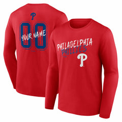 Philadelphia Phillies Hustle Personalized Name & Number Long Sleeve T-Shirt Red