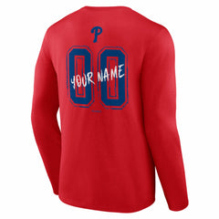 Philadelphia Phillies Hustle Personalized Name & Number Long Sleeve T-Shirt Red