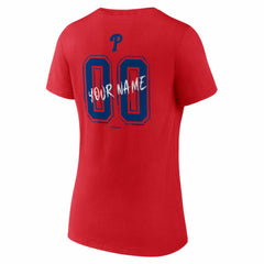 Philadelphia Phillies Women's Hustle Personalized Name & Number V-Neck T-Shirt Red