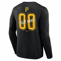 Pittsburgh Pirates Hustle Personalized Name & Number Long Sleeve T-Shirt Black