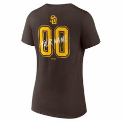 San Diego Padres Women's Hustle Personalized Name & Number V-Neck T-Shirt Brown