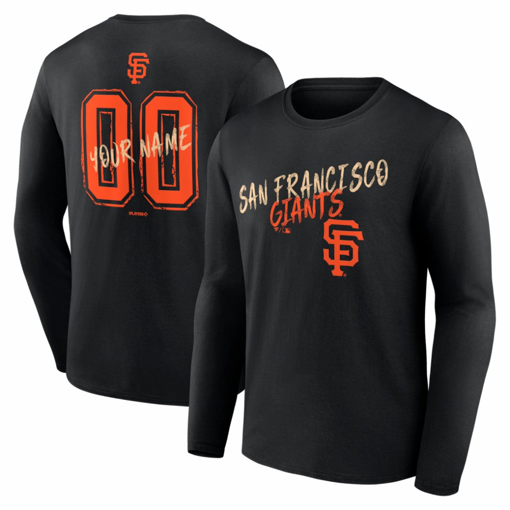 San Francisco Giants Hustle Personalized Name & Number Long Sleeve T-Shirt Black