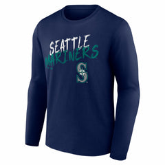 Seattle Mariners Hustle Personalized Name & Number Long Sleeve T-Shirt Navy