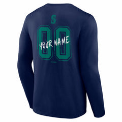 Seattle Mariners Hustle Personalized Name & Number Long Sleeve T-Shirt Navy