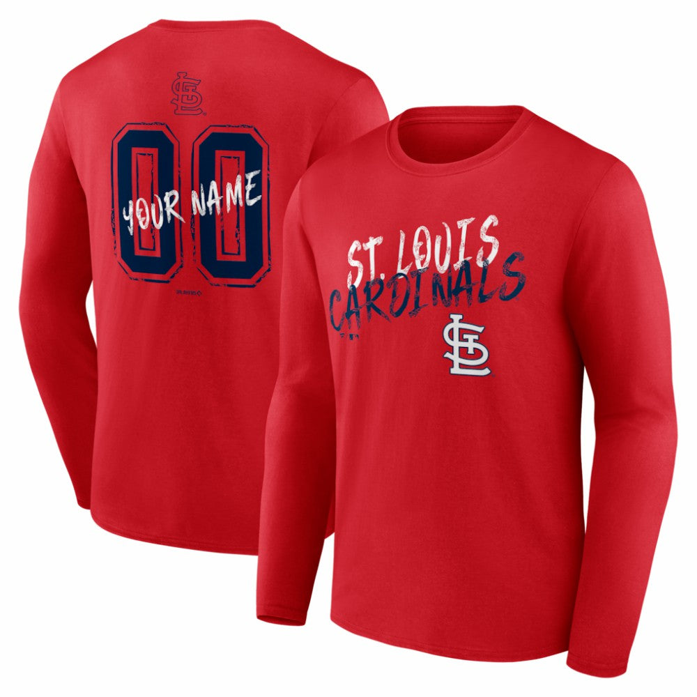 St. Louis Cardinals Hustle Personalized Name & Number Long Sleeve T-Shirt Red
