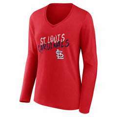St. Louis Cardinals Women's Hustle Personalized Name & Number Long Sleeve V-Neck T-Shirt Red