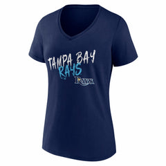 Tampa Bay Rays Women's Hustle Personalized Name & Number V-Neck T-Shirt Navy