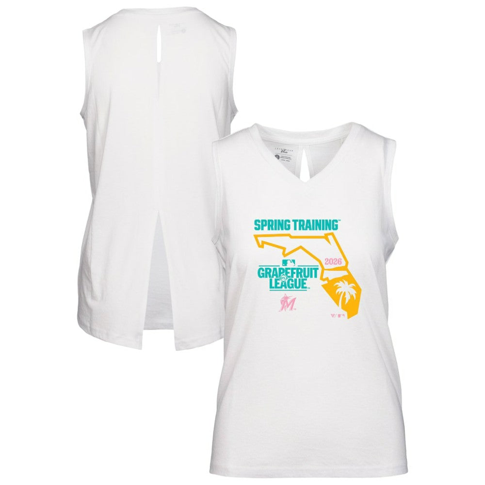 Miami Marlins Levelwear Women's 2026 Spring Training Paisley Ball Bold Tank White