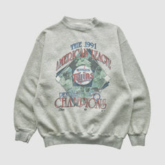 Minnesota Twins Salem Sportswear 1991 Pullover Sweatshirt Heather Gray Vintage