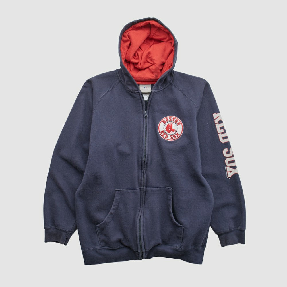 Boston Red Sox Genuine Merchandise 2000s Hooded Full Zip Sweatshirt Navy Vintage