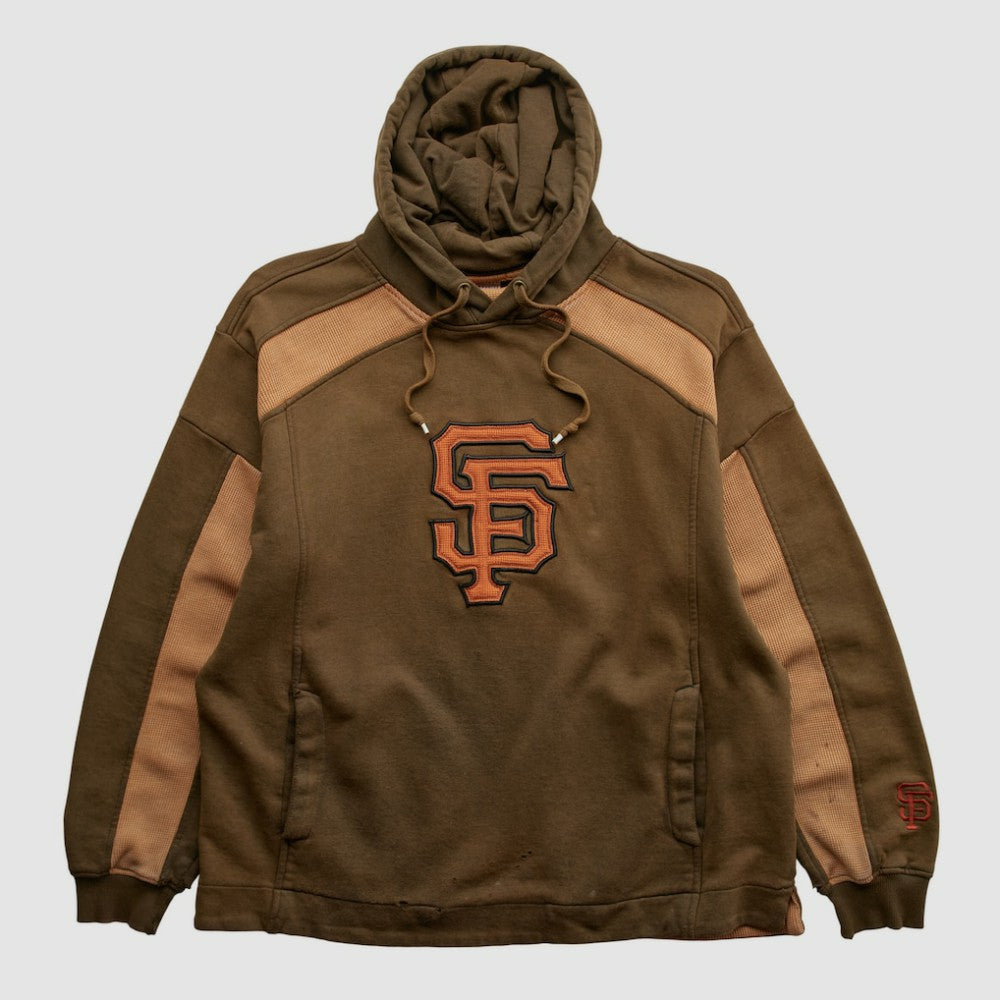 San Francisco Giants Majestic 2000s Hooded Pullover Sweatshirt Brown Vintage