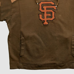 San Francisco Giants Majestic 2000s Hooded Pullover Sweatshirt Brown Vintage